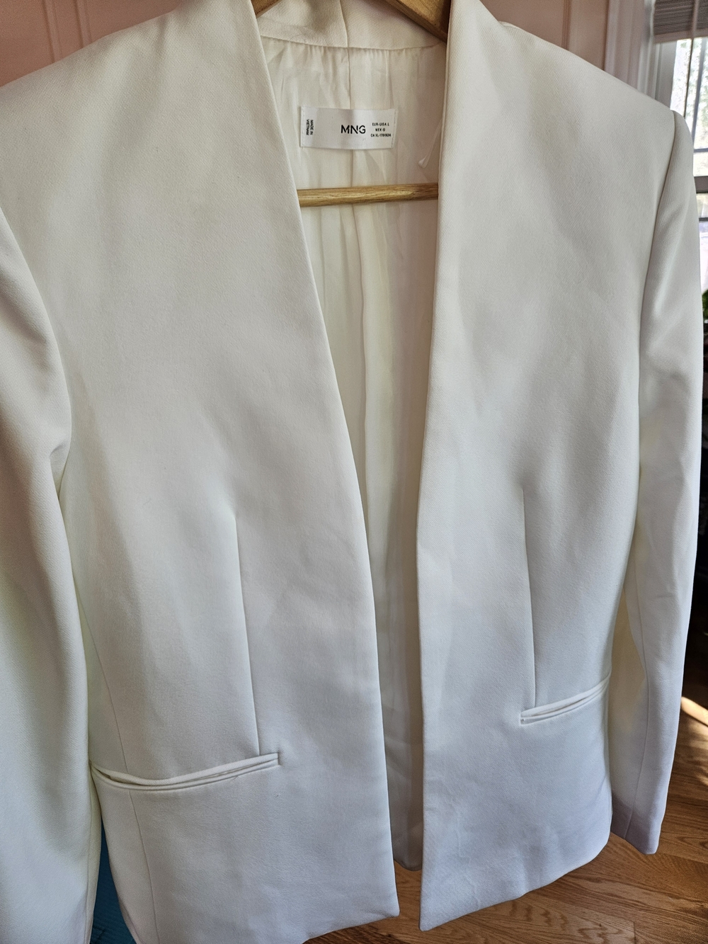 Mango White Open-Front Tailored Blazer